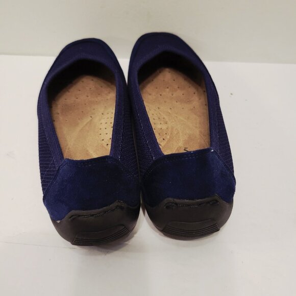 Womens Blue Array Slip On Ballet Flat Shoes Size 7W - Picture 4 of 6